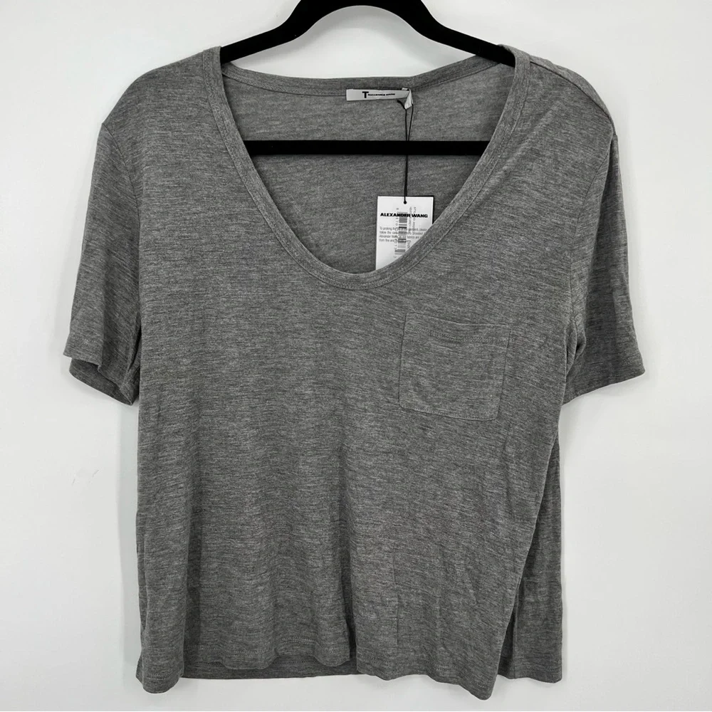 NWT T Alexander Wang Heather Grey Jersey Classic T-Shirt Top Tee M Short Sleeve - Picture 8 of 14